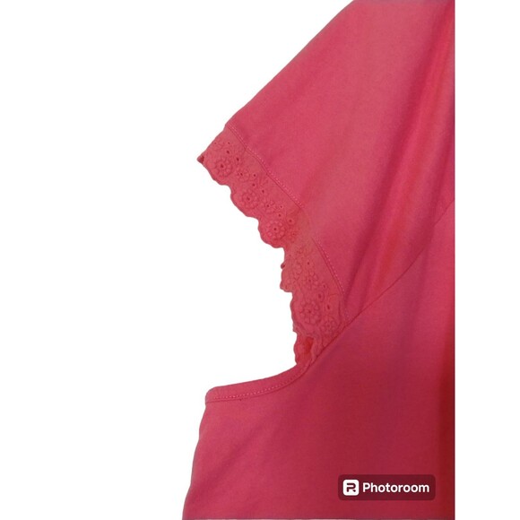 PINK Top Women's 2X Short Flutter Sleeve Boat Neck Crochet Knit Pink - Picture 5 of 8